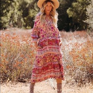 Vici Floral Pink Midi Dress